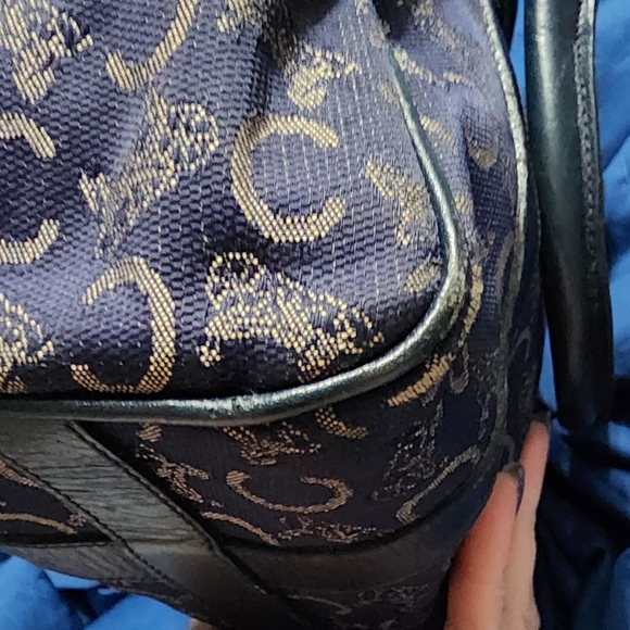 Celine C Macadam Handbag canvas/ leather Navy GUC - Picture 7 of 9